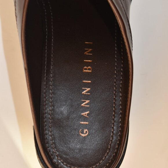 Gianni Bini Brown Leather Slip-on Mules US 9 - Picture 5 of 6